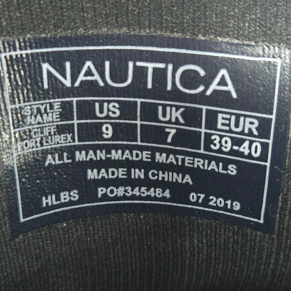 Nautica Cliff Comfort Lurex Black Glossy Rain Boots Womens Size 9 Chelsea Ankle